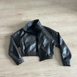 Brown Faux Leather Jacket